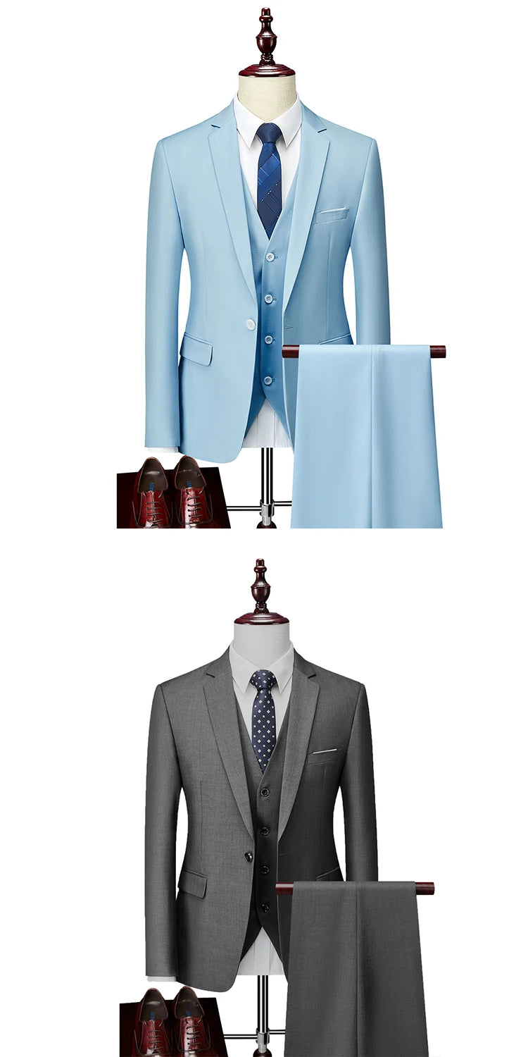 Men's Formal Slim Fit Suit Set, 2- or 3-Piece, M-6XL