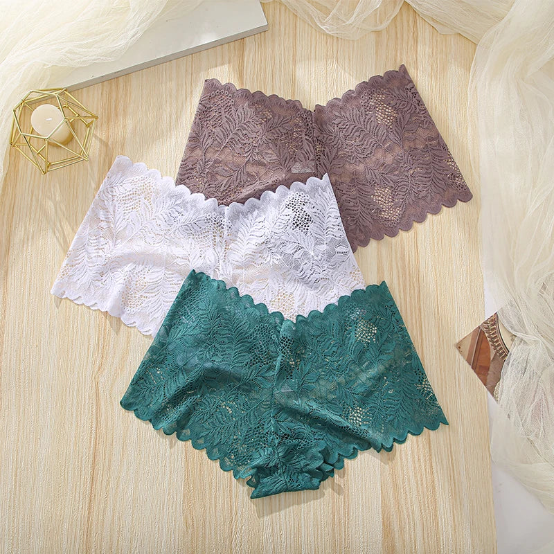 3Pcs Women Panties Lace Female Underpants Plus Size Underwear Large Size Lightweight Seamless Low Waist Briefs Breathable