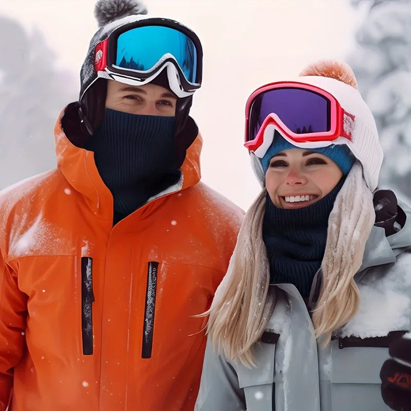 Winter Knitted Neck Warmer Thickened Plush Warm Scarf Windproof Cold Proof Men Women Outdoor Skiing Running Hiking Neck Cover