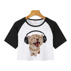 Korean Style Casual Crop Tops 2000s Y2k Print Women Tee Shirt Harajuku GOTH Cropped Mange Tshirt Funny Graphic T-shirt Female