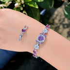 Pink Round Cubic Zircon Tennis Bracelet
