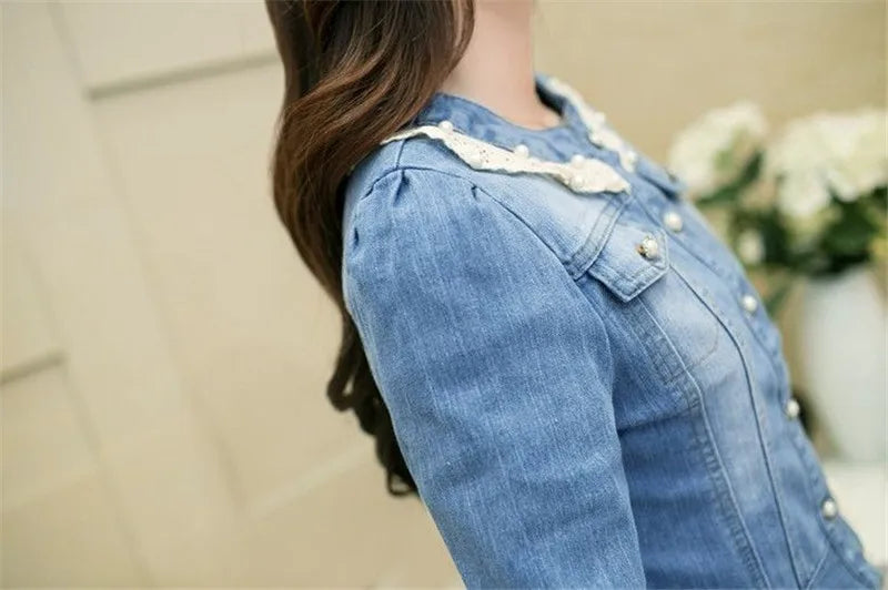 Denim Jacket Women 2023 Half sleeve Jean Jacket Woman Elastic Comfortable Denim Coat Short Denim Jacket Female