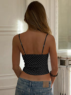 Dulzura Summer Latest Fashion Backless Slim Ruffles Polka Dot Camisole Women'S Sexy Elegant Y2K Clothes Party Club Street Outfit