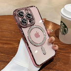 Luxury Glitter Diamond Clear Phone Case For iPhone 15 11 12 13 14 Pro Max Magsafe Magnetic iphone Case Wireless Charging Cover