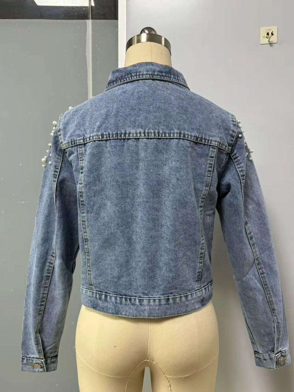 Women's Trendy Beaded Denim Jacket for Spring And Autumn New Fashion Casual Outerwear
