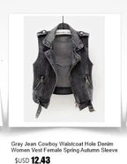 New Denim Vest Women's Spring Autumn Clothes Sleeveless Wild Tops Short Hooded Jacket Women Denim Jeans Vest Jacket Female
