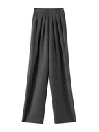 New Women's 100% Cashmere Knitted Thick Pants Autumn Winter Comfortable Skin Friendly Wide-leg Pants Solid Color Casual Clothing