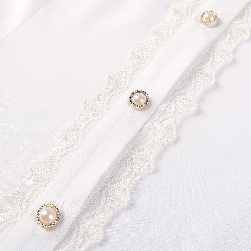 Women's Vintage Ruffle Collar Shirt 2026 Spring New Arrival High Neck Lace Trim Button Down Shirt Elegant Gothic Blouse Tops