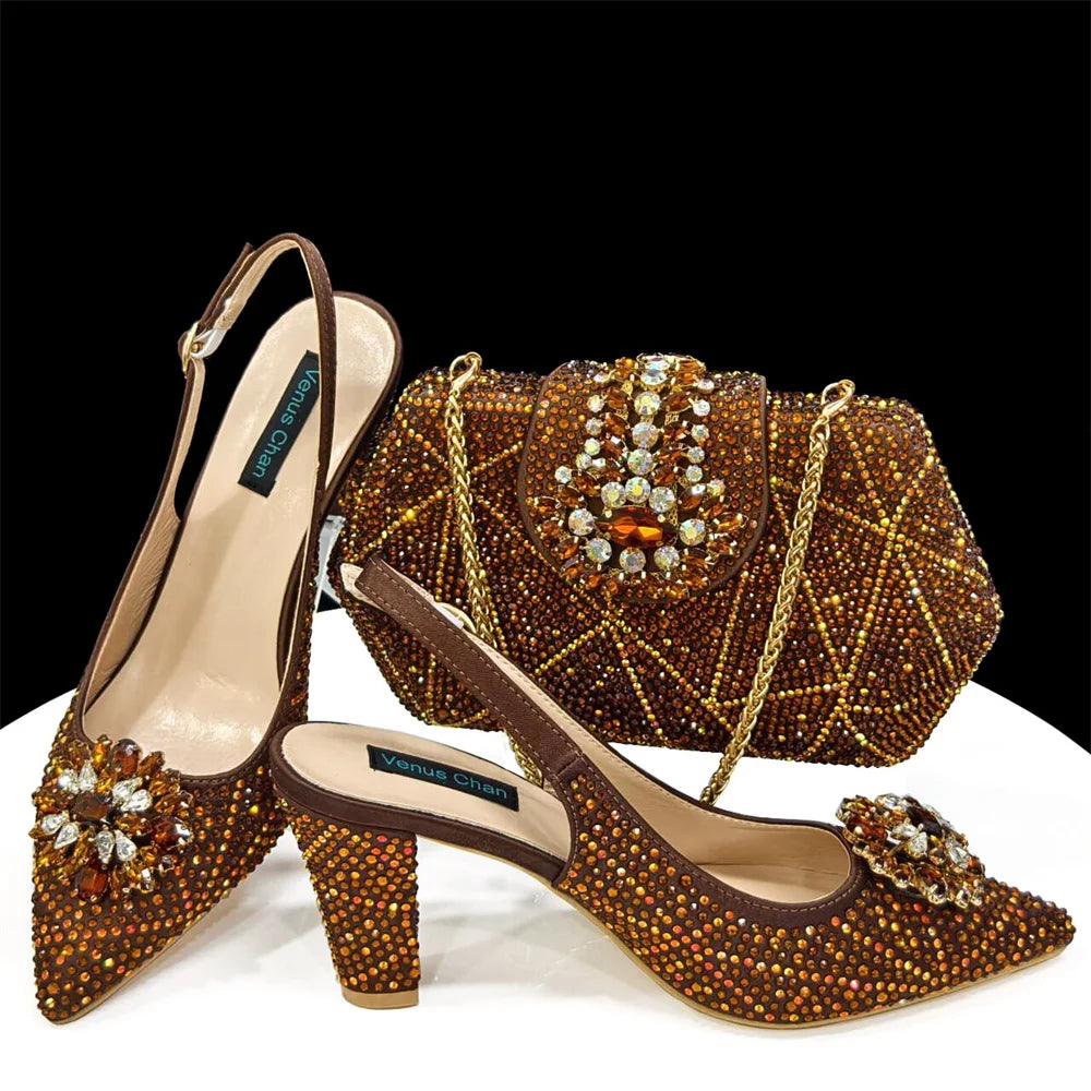 Lastest Italian Style Ladies Shoes with Matching Bag Set HDF1-38