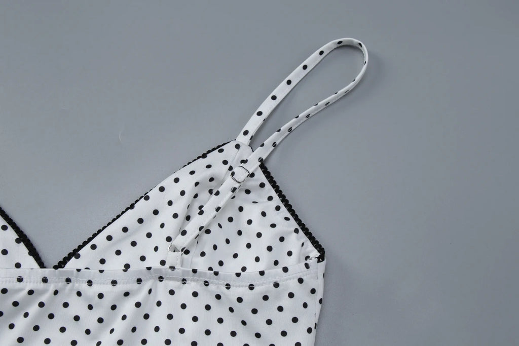 Dulzura Summer Latest Fashion Backless Slim Ruffles Polka Dot Camisole Women'S Sexy Elegant Y2K Clothes Party Club Street Outfit