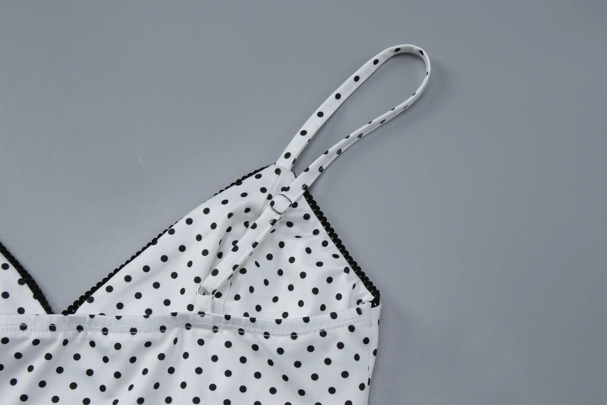 Dulzura Summer Latest Fashion Backless Slim Ruffles Polka Dot Camisole Women'S Sexy Elegant Y2K Clothes Party Club Street Outfit