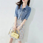 Half Sleeve Denim Fit Harajuku Street Denim Jacket Women Vintage Crops Trendy Turn Down Collar Jackets Women Basic Solid Outwear