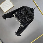 Women's Heavy Industry Riveted Diamond Denim Jacket Spring  Autumn New Slim Fashion Frayed Beaded Jacket Denim Female Tops 2026
