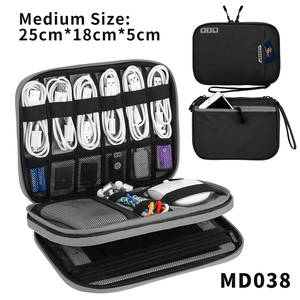 Electronic Accessories Storage Bag Travel Case,Cable Organizer Bag Gadget Carry Bag For Cables,Power,USB Flash Drive, Charger