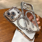 Phone Case Luxury Plating for Magsafe Case for iPhone 17 Air 16 15 14 Plus 13 12 Pro Max Magnetic Wireless Charging Transparent Soft Cover