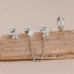 3PCS Zircon Flower Ear Stud Earrings