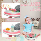 5 in 1 Baby Infant Walker Anti-Rollover Walker with Learning Toy for Infants anti-rollover Multifunctional Without Battery