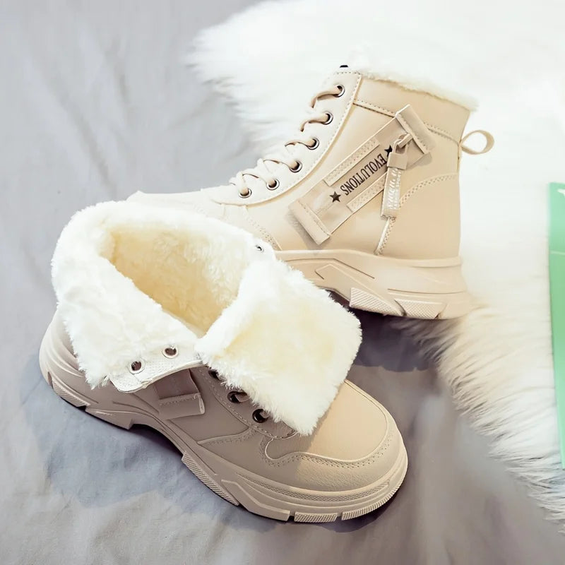 Insulated Women's Winter Ankle Boots with Thick Sole Traction