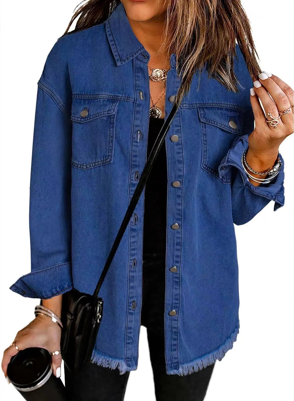 Women Denim Coat Shirt Coats Turn Down Collar Y2k Streetwear Open Stitch Jacket Single Breasted Casual Loose Jackets 2025