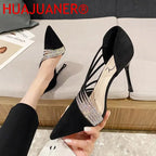 2026 Spring Luxury Women Rhineston Stiletto High Heels Pumps Scarpins Designer Lady Black Heels Wedding Party Bridal Prom Shoes