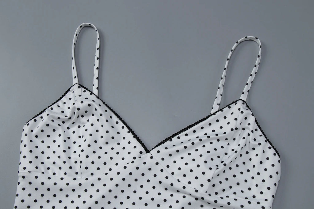 Dulzura Summer Latest Fashion Backless Slim Ruffles Polka Dot Camisole Women'S Sexy Elegant Y2K Clothes Party Club Street Outfit