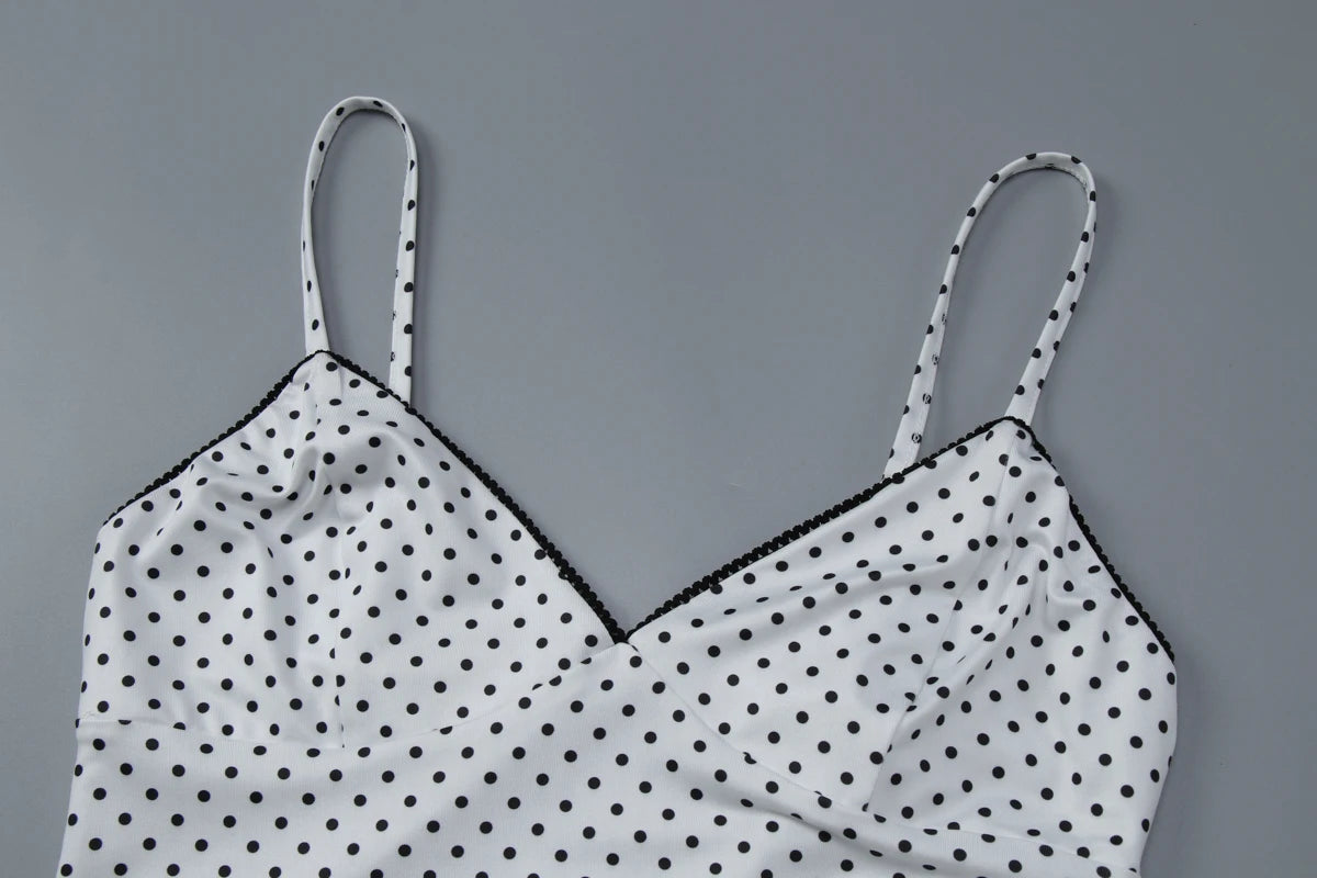 Dulzura Summer Latest Fashion Backless Slim Ruffles Polka Dot Camisole Women'S Sexy Elegant Y2K Clothes Party Club Street Outfit