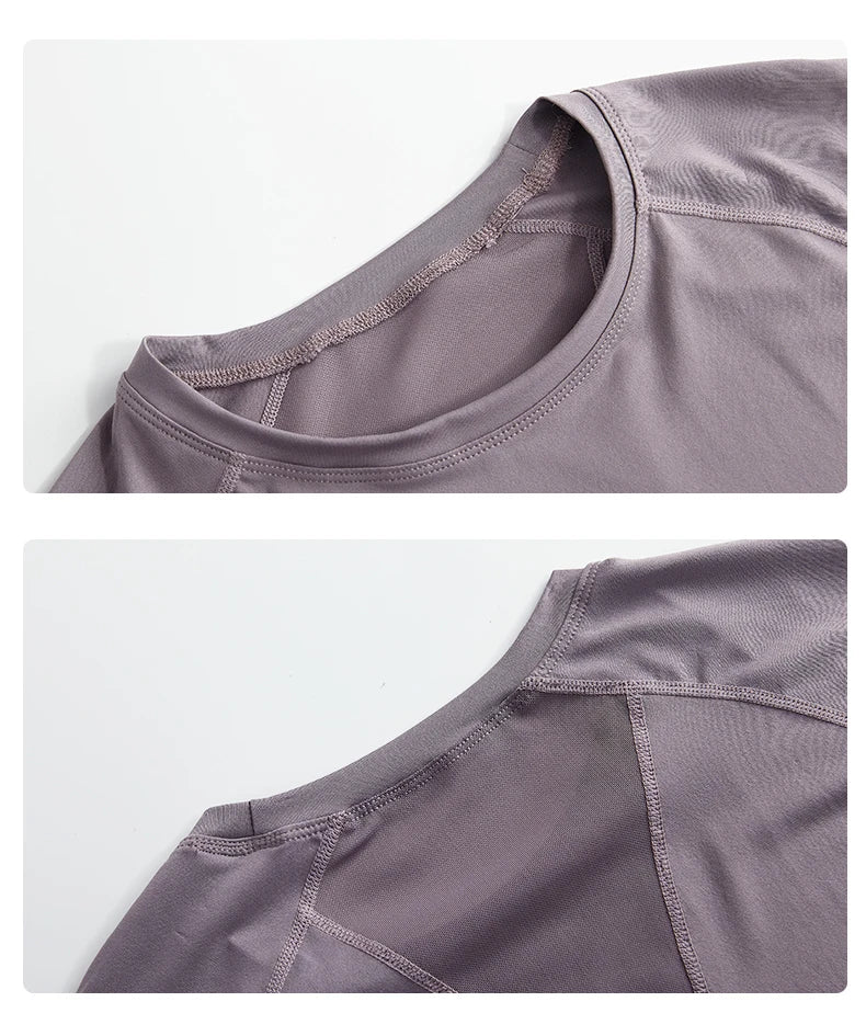 DRUR 2pcs Yoga Set Women Sports Pants Sets 2 Piece Sportswear Outfit Female Long Sleeve Fitness Top High Waist Sweatpants Suits