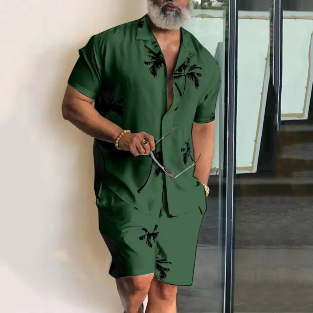 Men vacation two piece shorts set