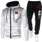 Mens Tracksuit Set Zipper Hoodie with Joggers Athletic Sportswear Gym Workout Outfit Urban Casual Autumn Training Sports Suit