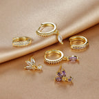 3PCS Horse Eye Zircon Stud Earrings