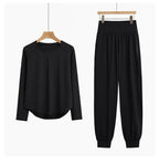 DRUR 2pcs Yoga Set Women Sports Pants Sets 2 Piece Sportswear Outfit Female Long Sleeve Fitness Top High Waist Sweatpants Suits