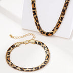 Leopard Print Snake Bracelet Necklace Set
