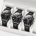 3PCS Men's Fashion Watch Set Business Trend Versatile Retro Classic Round Dial Quartz Watch Set as a Holiday Gift for Him