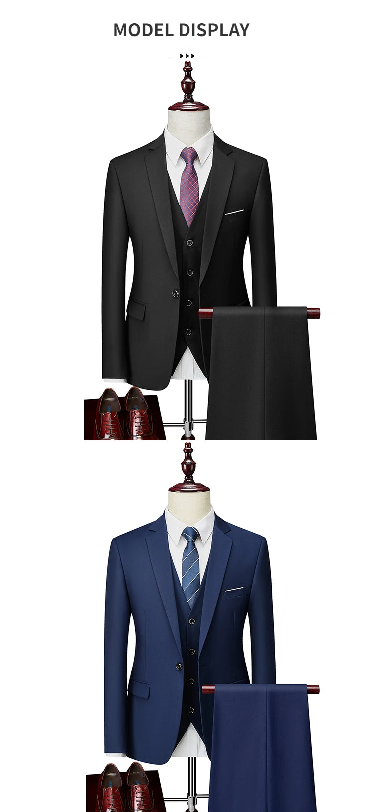 Men's Formal Slim Fit Suit Set, 2- or 3-Piece, M-6XL