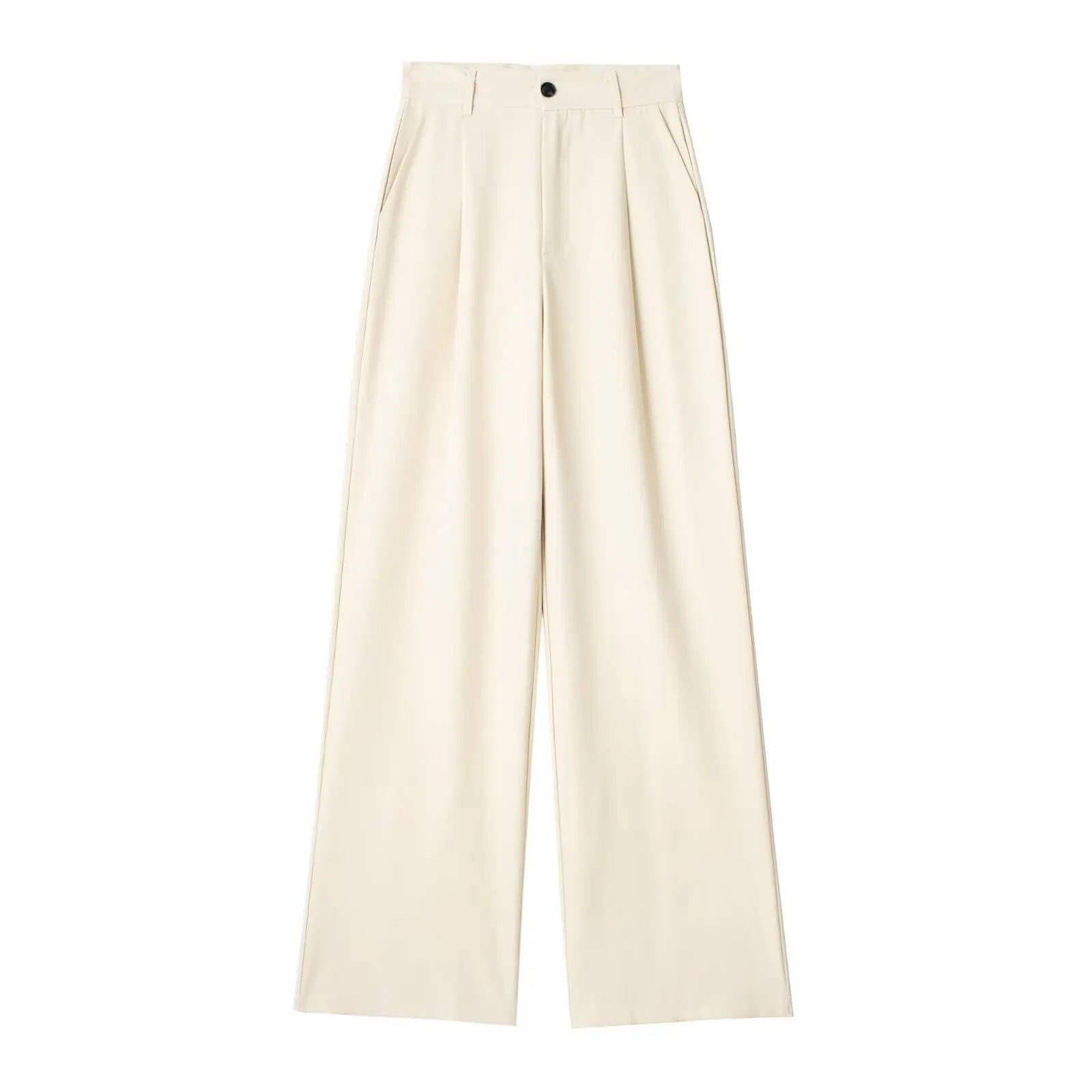 Willshela Women Fashion Solid Pleated Front Zipper Wide Leg Pants Vintage High Waist Full Length Female Chic Lady Trousers