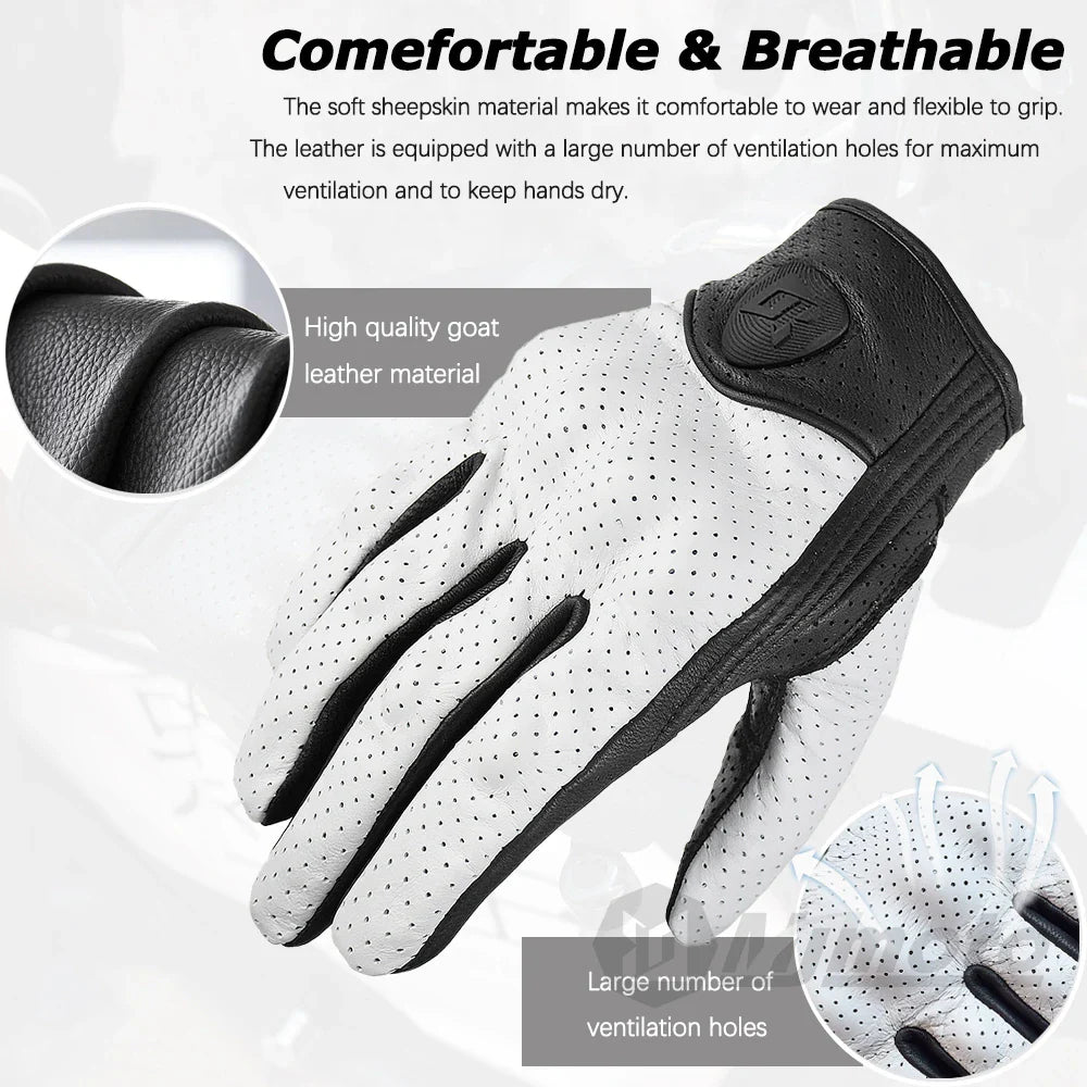 Leather Gloves Retro Biker
