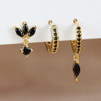 3PCS Horse Eye Zircon Stud Earrings