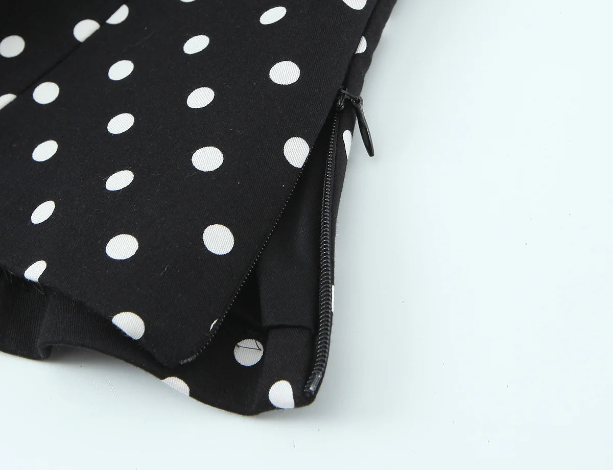 2026 Women New Fashion Suit Sexy Sleeveless Backless Polka Dot Halter Slim Short Top+Side Zipper Casual Short Skirts