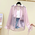 Smvp Chiffon Blouses for Women Summer Thin Loose Button-Up Sunscreen Shirt Woman Korean Fashion Bow Lace-up Long Sleeve Shirts