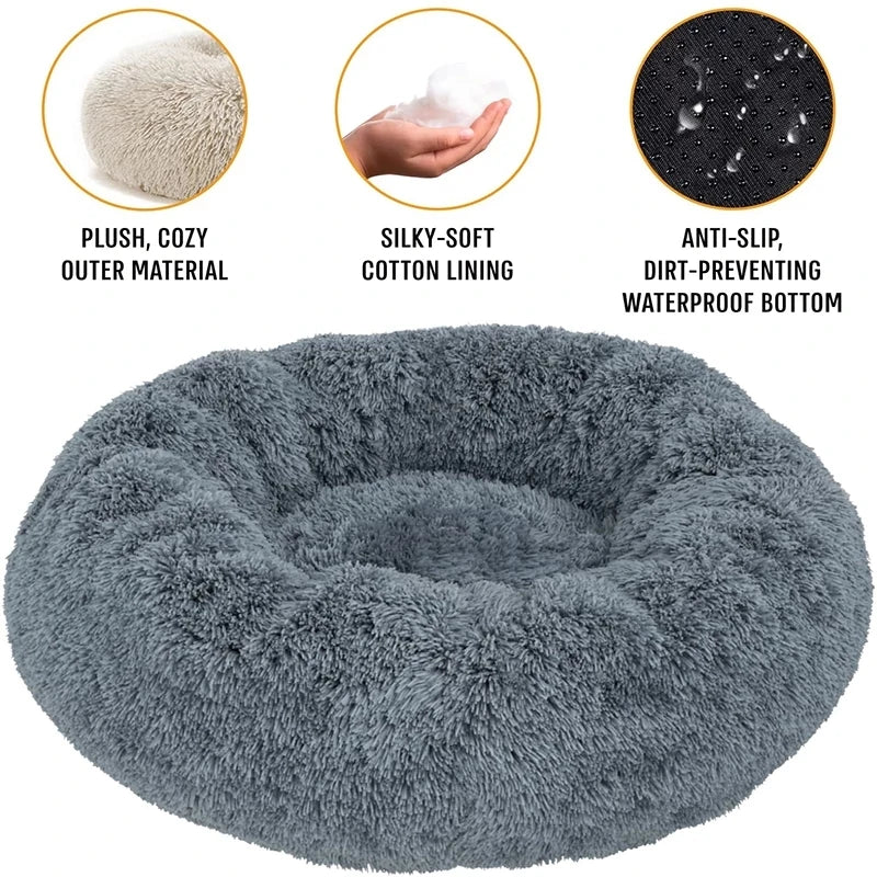 Round Pet Bed for Large Dog Bed Super Soft Cat Bed Plush Dog House for Medium Dog House Winter Warm Sleeping 40-90cm 6 Sizes