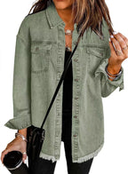 Women Denim Coat Shirt Coats Turn Down Collar Y2k Streetwear Open Stitch Jacket Single Breasted Casual Loose Jackets 2025