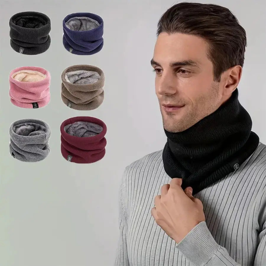 Winter Knitted Neck Warmer Thickened Plush Warm Scarf Windproof Cold Proof Men Women Outdoor Skiing Running Hiking Neck Cover