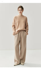 New Women's 100% Cashmere Knitted Thick Pants Autumn Winter Comfortable Skin Friendly Wide-leg Pants Solid Color Casual Clothing