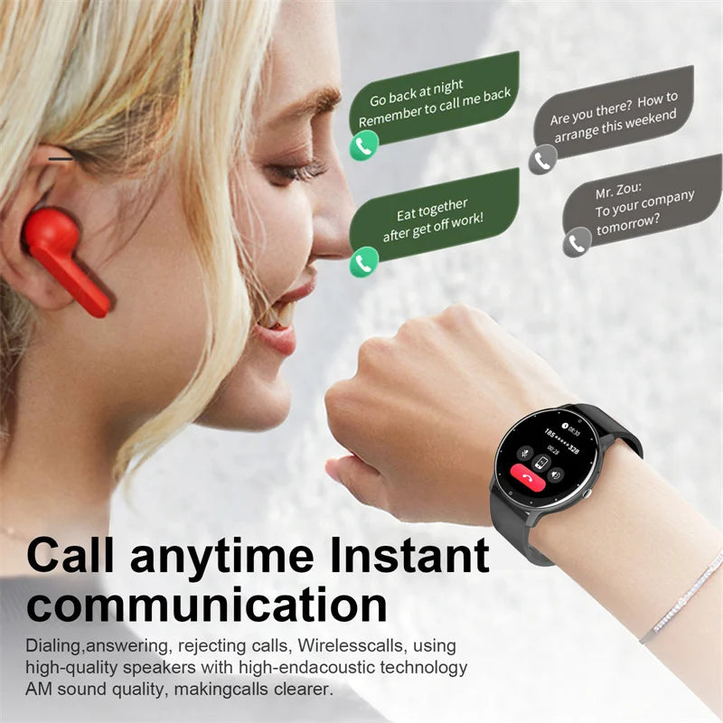 LIGE Smart Watch Women Men Full Touch Screen Bluetooth Call Smartwatch Waterproof Sports Fitness Tracker Watches for Android iOS