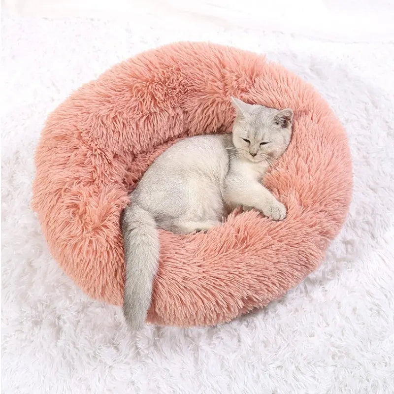 Round Pet Bed for Large Dog Bed Super Soft Cat Bed Plush Dog House for Medium Dog House Winter Warm Sleeping 40-90cm 6 Sizes