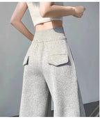 Gray High-Waist Loose Wide-Leg Straight Pants Women