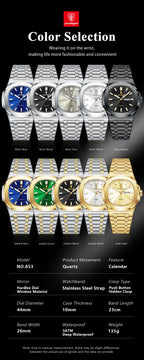 POEDAGAR Top Trendy Men's Watches Waterproof Luminous Date Week Luxury Men Watch Stainless Steel Quartz Business Man Clock Reloj