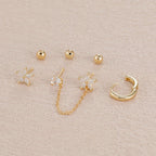 3PCS Zircon Flower Ear Stud Earrings