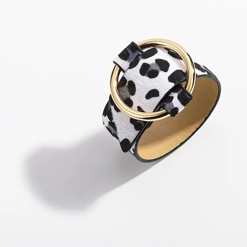 Elegant Leather Leopard Bracelet