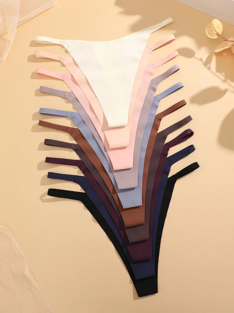 4Pcs Set Seamless Ultra-thin Underwear Women Sexy Thin Belt Panties Women's High Stretch Thongs Girls Breathable G-String Lingerie
